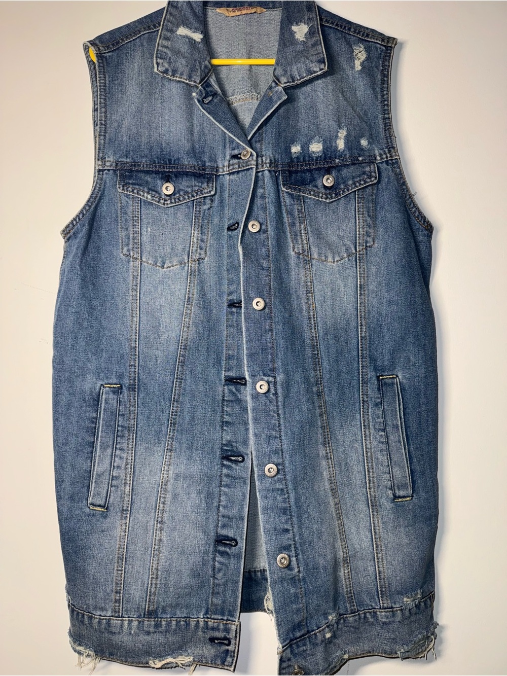 Highway Jeans Blue Distressed Sleeveless Denim Jacket